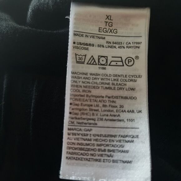 New Gap Linen Blend Pull On Wide Leg Pants Size Extra Large XL Black NWT 39"x28" - Picture 8 of 16